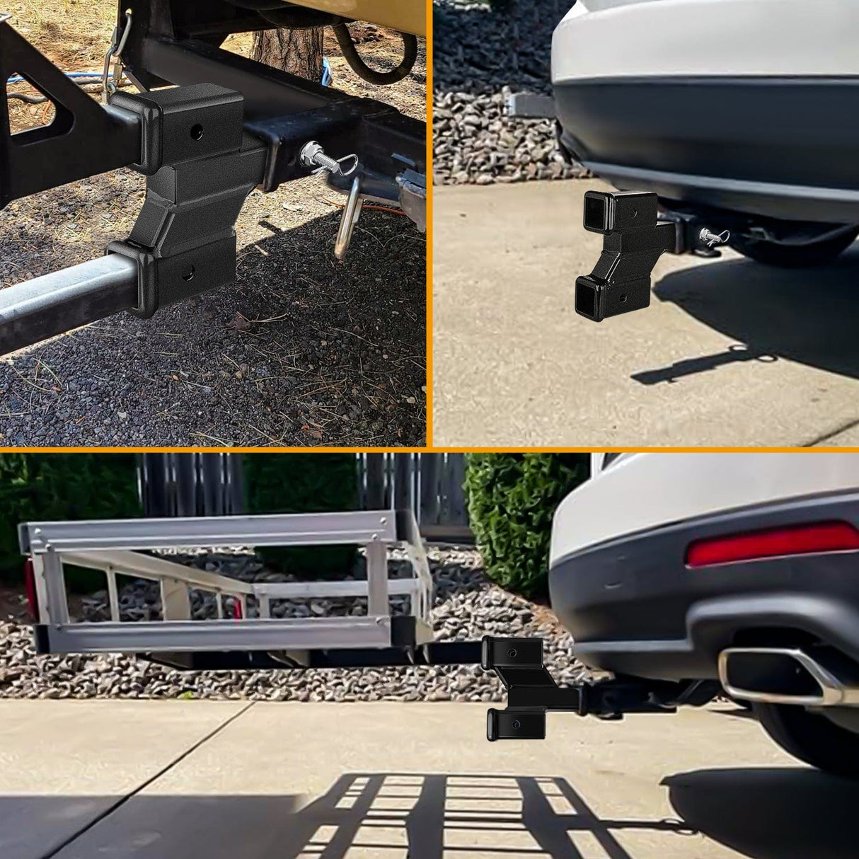 2 Inch Trailer Dual Hitch Receiver with 2 & 4Inch Rise or Drop