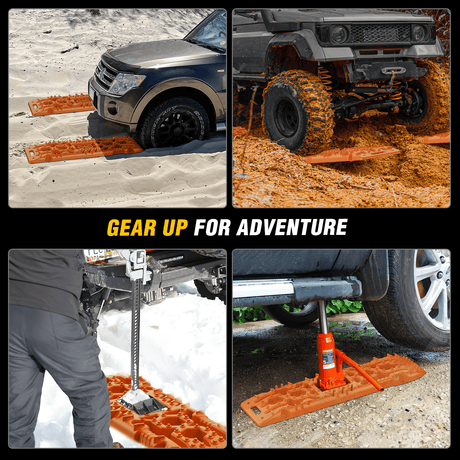 Off-Road Recovery Traction Boards For 4WD 4X4 with Jack Lift & Carry Bag (Orange) Nilight