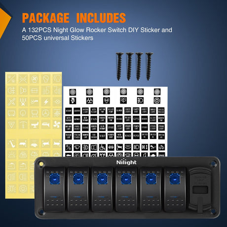 6 Gang Switch Panel With QC3.0 & PD Charger And Voltmerter Nilight