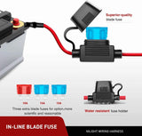 Wiring Harness Kit 16AWG Wire Harness Kit 2 Leads W/ 12V 7/8inch Motorcycle Handlebar Switch | 3 Fuses | 4 Spade Connectors