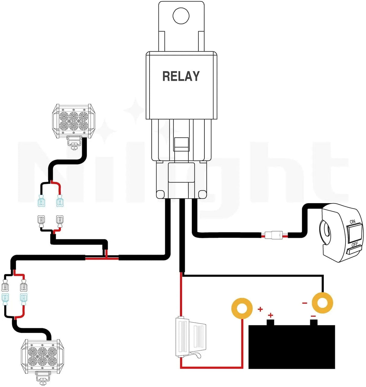 Wiring Harness Kit 16AWG Wire Harness Kit 2 Leads W/ 12V 7/8inch Motorcycle Handlebar Switch | 3 Fuses | 4 Spade Connectors