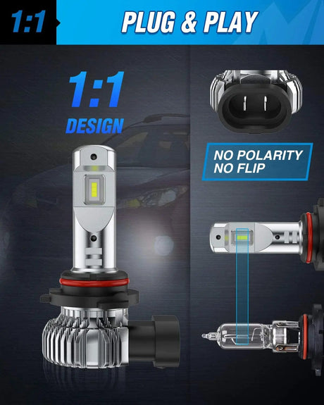 9006 Xenon LED Fog Light Bulbs EF2 Series DRL 60W 6000K | 2 BULBS Nilight