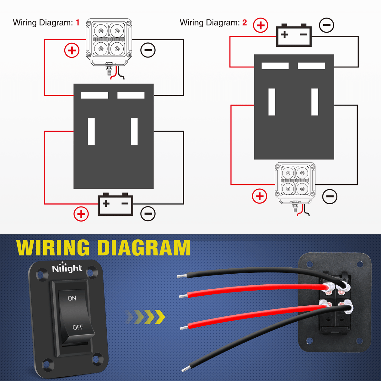 ON-Off Switch Panel 12V 20A  4 PIN DPST Toggle Switch