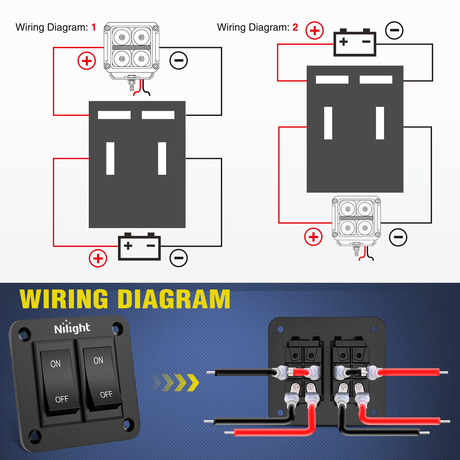 2 Gang ON-Off Switch Panel 12V 20A  4 PIN DPST Toggle Switch Nilight