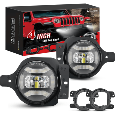 2018-2021 Jeep Wrangler JL JT JLU Gladiator Fog Light Assembly DRL Clear Lens Nilight