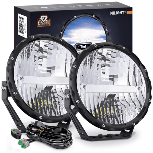 9Inch Round Offroad Light 2PCS 120W High Low Beam IP68 LED Driving Light Pods Built-in EMC