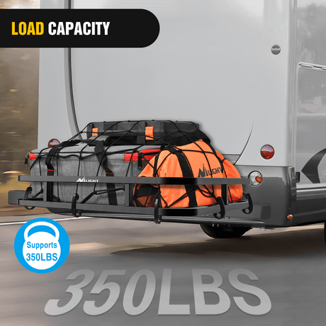 32×26×4 Inch RV Bumper Mounted Cargo Rack Carrier with Net Fits 4-inch or 4-1/2-inch Bumpers Nilight