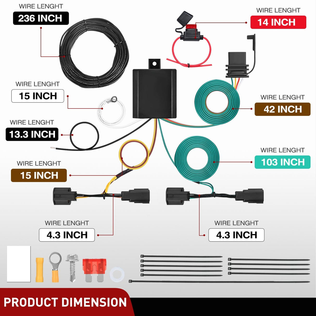 4 Pin Trailer Wiring Harness Kit 56331 for 2011-2020 Dodge Grand Caravan Chrysler Town & Country Ram C/V Nilight