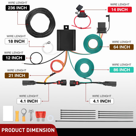 4 Pin Trailer Wiring Harness Kit 56120 Vehicle Connect Plug OEM Compatible Custom for 2011-2014 Ford Edge Limited SE SEL Sport Simple Fit Tow Hitch Harness Nilight