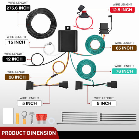 4 Pin Trailer Wiring Harness Kit 56329 Vehicle Custom for 2004-2012 Ford Escape Edge Freestar Mazda Tribute Mercury Mariner Lincoln MKX Nilight