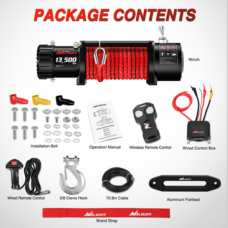 13500 lb ATV/UTV Electric Winch Kit With Synthetic Winch Rope Nilight