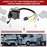 4 Way Flat to 7 Way RV and 4 Way Trailer Wiring Harness Adapter w