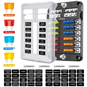 fuse 12 Way Blade Fuse Block 12 Circuits with Negative Bus Fuse Box Holder & LED Indicator ATO/ATC Fuse Panel Waterproof Cover