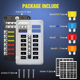 fuse 12 Way Blade Fuse Block 12 Circuits with Negative Bus Fuse Box Holder & LED Indicator ATO/ATC Fuse Panel Waterproof Cover