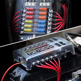 fuse 12 Way Blade Fuse Block 12 Circuits with Negative Bus Fuse Box Holder & LED Indicator ATO/ATC Fuse Panel Waterproof Cover