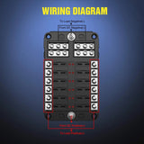 fuse 12 Way Blade Fuse Block 12 Circuits with Negative Bus Fuse Box Holder & LED Indicator ATO/ATC Fuse Panel Waterproof Cover