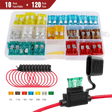 Accessories 120Pcs Standard Blade Fuse Set With 10Pack 14AWG ATC/ATO Inline Fuse Holder