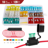 Accessories 120Pcs Standard Blade Fuse Set With 10Pack 14AWG ATC/ATO Inline Fuse Holder