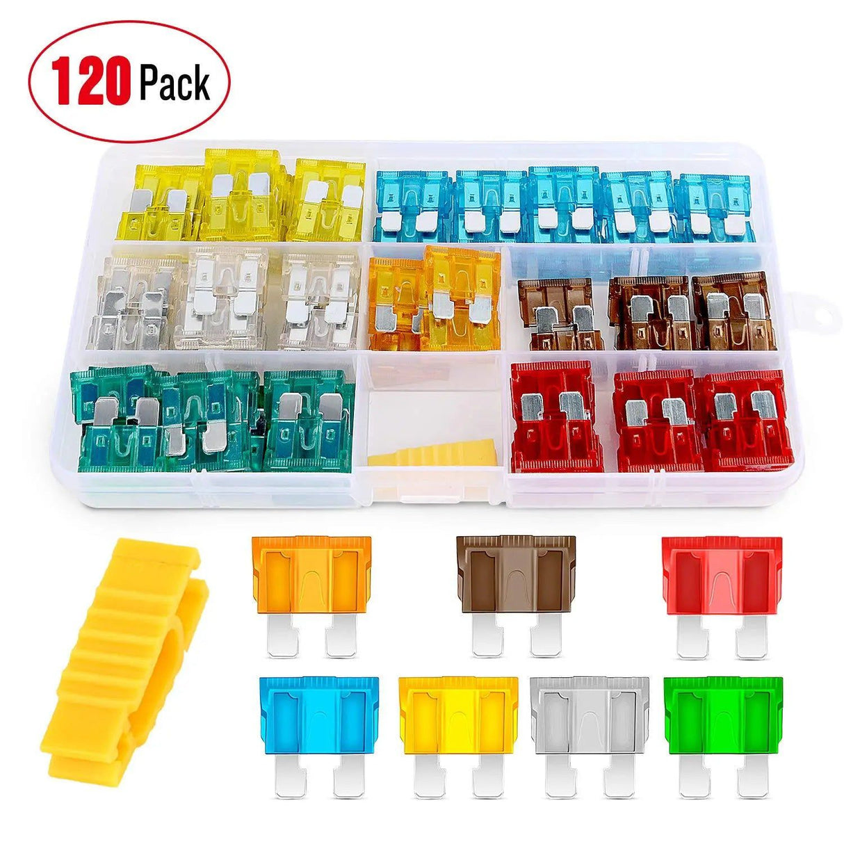 Accessories 120Pcs Standard Blade Fuse Set With 10Pack 14AWG ATC/ATO Inline Fuse Holder