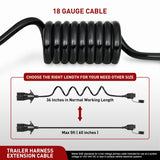 5ft 7 Way to 4 Way Coiled Trailer Extension Wiring Harness Nilight