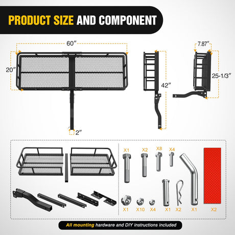 60 x 20x 7.87 Inch Hitch Cargo Carrier Nilight