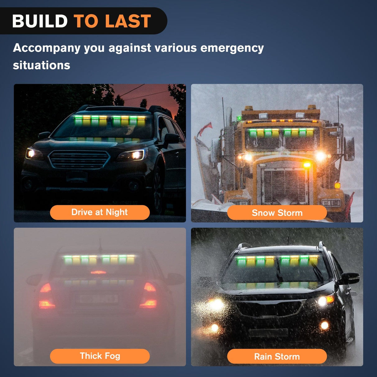 32LED Amber Green Emergency Dash Strobe Lights with Controller Suction Cups Nilight