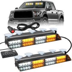 32LED Amber White Emergency Dash Strobe Lights with Controller Suction Cups