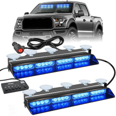 32LED Blue Emergency Dash Strobe Lights with Controller Suction Cups