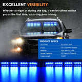 32LED Blue Emergency Dash Strobe Lights with Controller Suction Cups Nilight