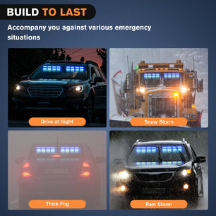 32LED Blue Emergency Dash Strobe Lights with Controller Suction Cups Nilight