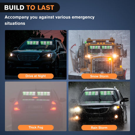 32LED Green White Emergency Dash Strobe Lights with Controller Suction Cups Nilight