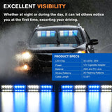 32LED Blue White Emergency Dash Strobe Lights with Controller Suction Cups Nilight