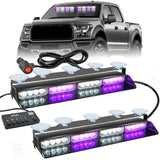 32LED Purple White Emergency Dash Strobe Lights with Controller Suction Cups Nilight