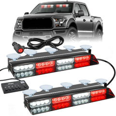 32LED Red White Emergency Dash Strobe Lights with Controller Suction Cups