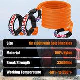 1in x 30ft Kinetic Recovery Rope & 2PCS 1/2 in x 24 in Soft Shackle Details