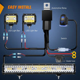 20 Inch 420W Light Bar 2Pcs 4Inch 60W Led Pods with Wiring Harness Kit -3 Leads Install