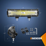 12Inch 72W Led Light Bars 2Pcs 18W Led Pods with Wiring Harness Kit-3 Leads Nilight