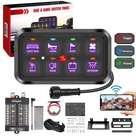  8 Gang Purple  Switch Panel Circuit Control System Nilight