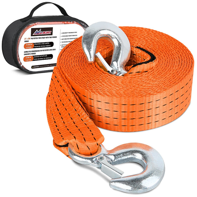  2 x 20Inch Heavy Duty Tow Strap with Safety Hooks