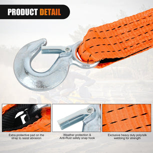  2 x 20Inch Heavy Duty Tow Strap with Safety Hooks