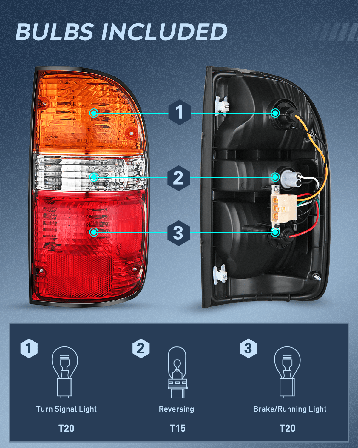 Taillight Assembly For 2001-2004 Toyota Tacoma Rear Lamp Replacement OE Style Passenger Side Nilight