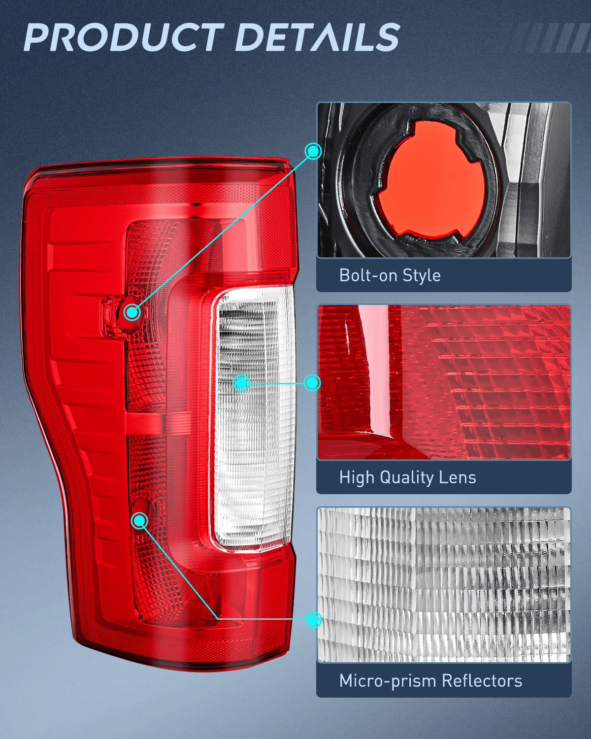 Taillight Assembly Compatible with 2017-2019 Ford F250 F350 Super Duty Rear Lamp Replacement OE Style Driver Side Red Lens  Nilight