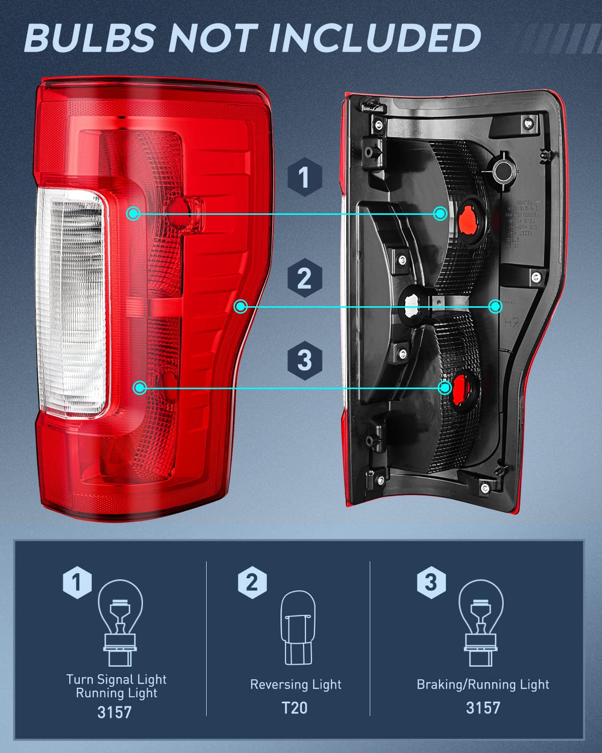 Taillight Assembly Compatible with 2017-2019 Ford F250 F350 Super Duty Rear Lamp Replacement OE Style Passenger Side Red Lens