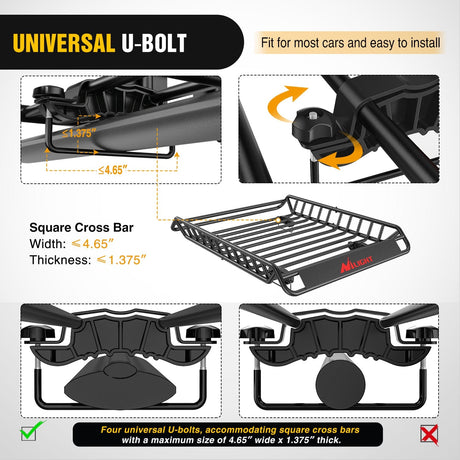 51 x 36 x 5in Universal Roof Rack Cargo Basket Nilight