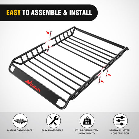 51 x 36 x 5in Universal Roof Rack Cargo Basket Nilight