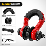 3/4 inch D-Ring Shackle with Towing Pulley Red (Pair) Nilight