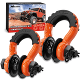 3/4 inch D-Ring Shackle with Towing Pulley Orange (Pair) Nilight