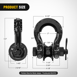 3/4 inch D-Ring Shackle with Towing Pulley Black (Pair) Nilight