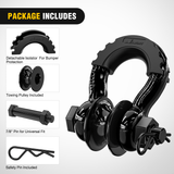 3/4 inch D-Ring Shackle with Towing Pulley Black (Pair) Nilight