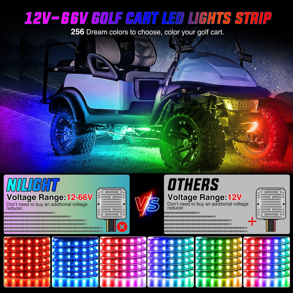 6Pcs Golf Cart Underglow Light Kit for EZGO Yamaha Club Car Nilight